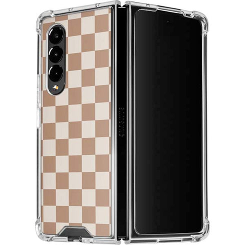 Neutral Checkered Galaxy Z Fold4 5G Clear Case